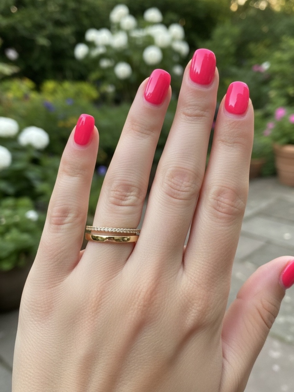 Gold plated Stacking Ring Set with Textured Band size 8